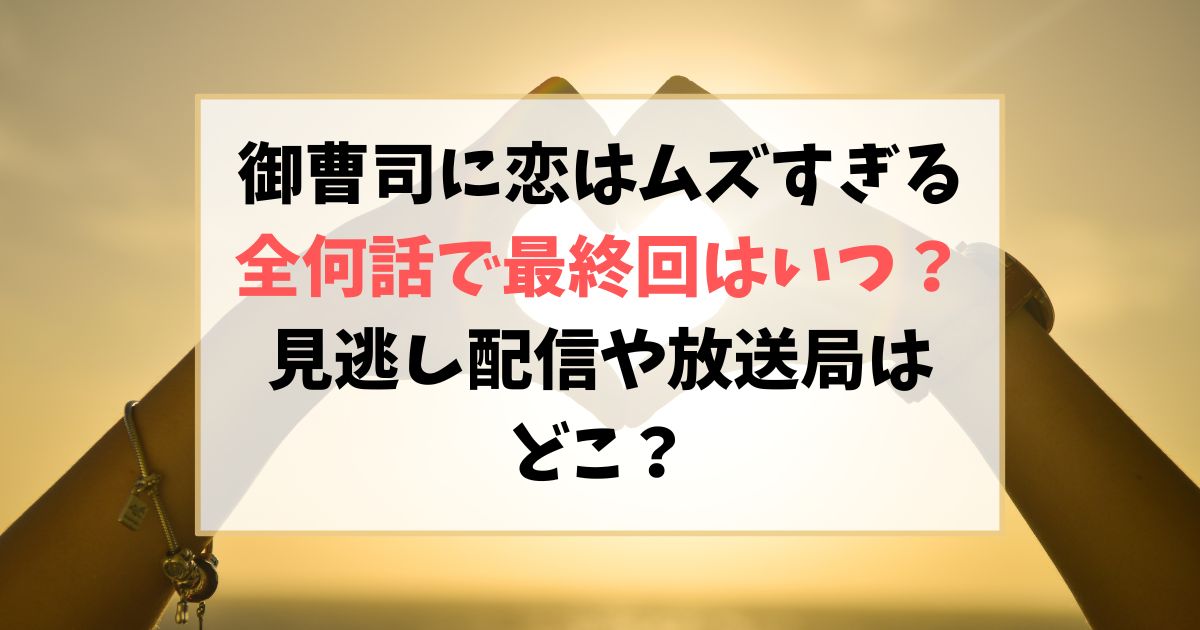 御曹司に恋はムズすぎるは全何話で最終回はいつ？見逃し配信や放送局はどこ？