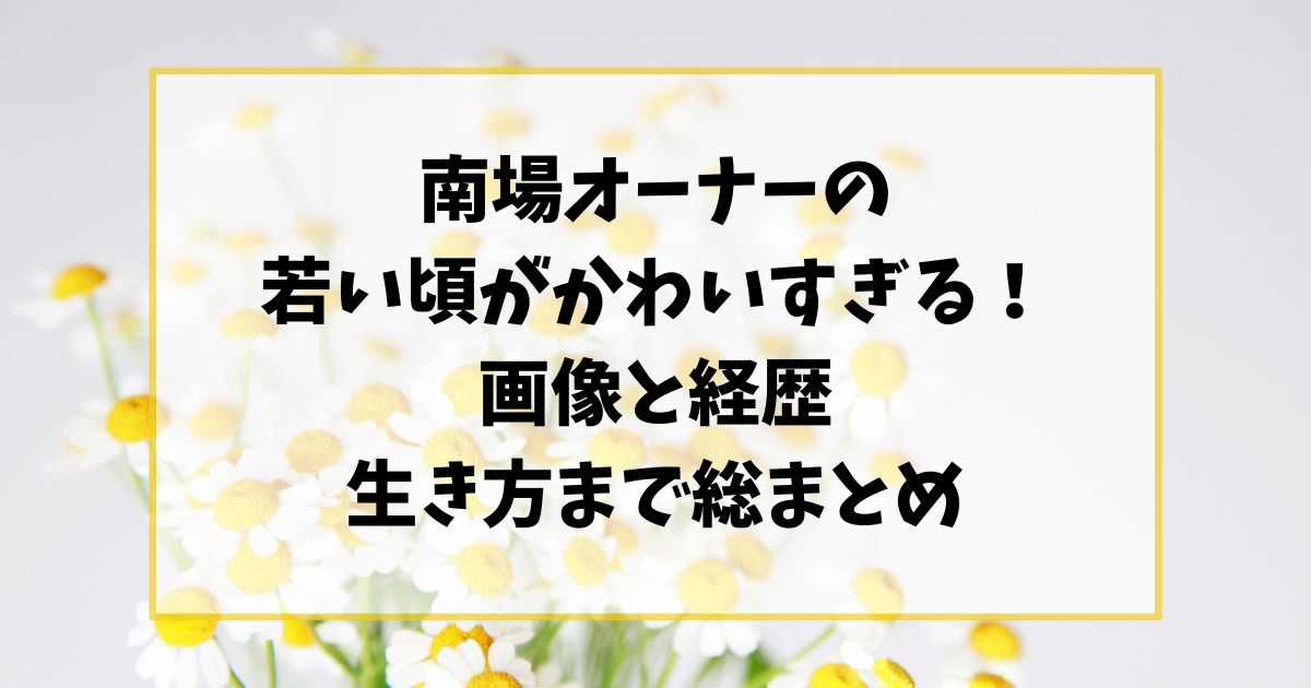 南場オーナーの若い頃がかわいすぎると話題！画像と経歴・生き方まで総まとめ