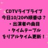 CDTVライブライブ今日10/20の順番は？出演者の曲目・タイムテーブルをリアルタイム更新！